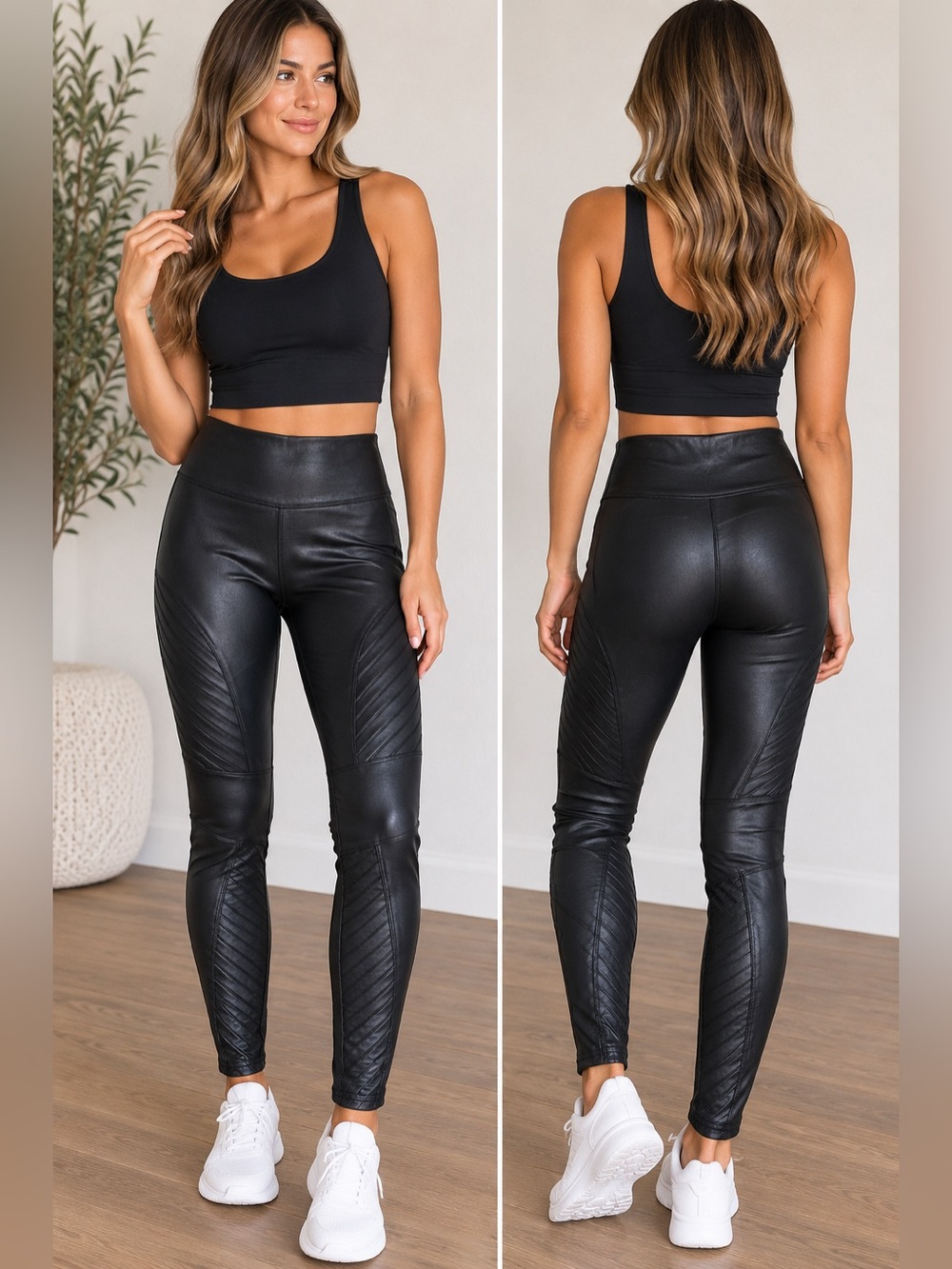 SPANX Women's Faux Leather Moto Leggings Black Size Small